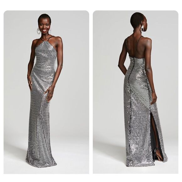 HALSTON YEVA GOWN IN CRYSTAL SEQUIN US8 $695 - Picture 1 of 10